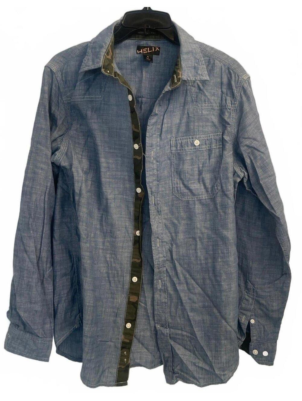 Helix button down long sleeve with camo trim size S